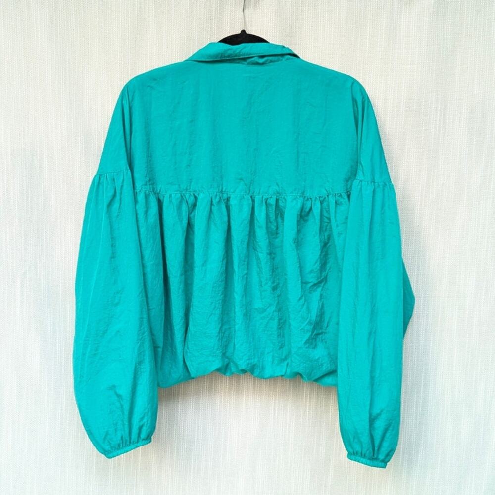 Free People Teal Now or Never Bomber Bubble Windbreaker Jacket, size XS - Picture 3 of 8